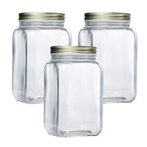 아트웨어 사각 과일청 유리병 밀폐 저장병, 3개, 700ml