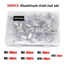 리벳공구 리벳팅기 95Pcs 및 알루미늄 리벳 너트 M3 M10 건 터 도구, 02 300pcs