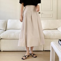 퍼니걸스 6243 뒷밴딩 무지 핀턱 플레어 주름 롱 스커트 여성의류