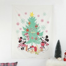 소잉홀릭 크리스마스커트지원단 디즈니 미키 미니 플루토의 해피트리 x-mas 컷트지 원단 벽걸이 03502