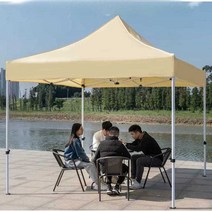 캐노피천막 야외용 캠핑 포차천막 방수 투명 텐트 3면, 2X2m 3면 투명 카키
