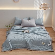 BANHANY 여름 무지 투톤 배색 워싱 코튼 얇고 부드러운 면 이불 7color, 라이트블루