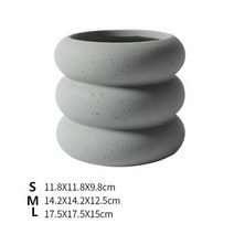 거실 꽃 화분 1 pc 북유럽 원형 세라믹 서리로 덥은 문학적 성격 실내 분재 즙이, 회색, 17.5x17.5x15cm
