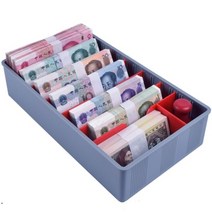 현금 세는 기계 현금 사무기기 개수기 지폐 교환기 계수기 휴대용 머니 카운터 케이스 및 동전 처리 트레이 트레이가 있는 동전 59 구획이 있는 분류 트레이 변경, 하늘색 빨강