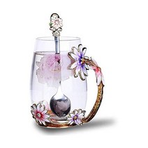 루카 테크 버터플라이 플라워 글라스 커피 머그 컵 Purple Tall, 상세설명참조