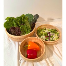 굿플레이트 나무 우드 원형 그릇 샐러드볼, XL