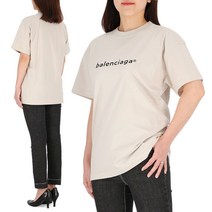 [발렌시아가] 뉴 카피라이트 로고 612965 TIV54 2984 여성 미디엄핏 반팔티셔츠
