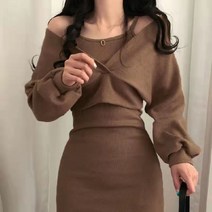 스커트 + 블라우스 티셔츠 긴팔 드레스