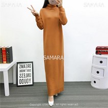 Qterra SAMARA 가을겨울 롱 니트원피스 루즈핏 슬림 하이넥 여성