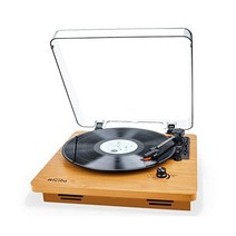 Wrcibo 레코드 플레이어 빈티지 턴테이블 스테레오 스피커 Aux in 헤드폰 잭 RCA 출력 LP 천연 목재
