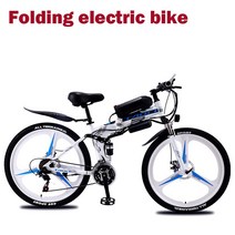 AKEZ TAOCI 350W 접이식 전기 산악자전거 26인치 36V 21단 EMTB 성인, 일체형 휠, 21단10AH, 블랙