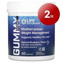 Life Extension 지중해식 웨잇트 관리 Mediterranean Weight Management 블루베리 맛 구미 60개 1팩, 2팩