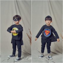 [이모맘] F/W 아동유아망토 배트맨 슈퍼맨 맨투맨 가면세트 할로윈티셔츠 FM03