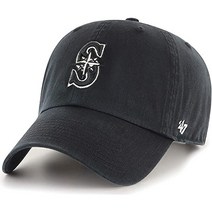 47브랜드 시애틀 매리너스 블랙 화이트 클린업 조절식 모자 캡 원 사이즈, Seattle Mariners Black White, Seattle Mariners Black White