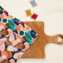 나염 폴리원단 파인애플패턴 스커트 의류원단 소품만들기 트로피컬원단 패브릭원단 홈패브릭 5종, 오닉스, 퍼플