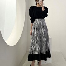 아디핏걸 스프링 패턴 니트 스커트 2color