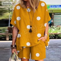 여름 여성복 투피스 도트 프린트 여성 반바지 캐주얼 세트 4V996