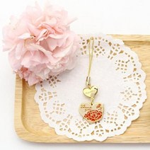 기타 바보사랑[아르디움]24K순금도금 하트카네이션핸드폰줄/카드, 골드