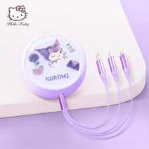 산리오 3in1 충전 케이블 릴타입 귀여운 멀티 USB 케이블 헬로키티 시나모롤, D, 1mcm