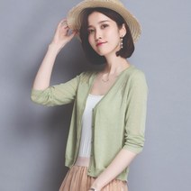 가바바 여성 린넨 가디건 미니 짧은 큐트함 여름 린넨 가디건 G36830