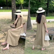 하늘바라기 여성용 마랑 린넨 롱 원피스