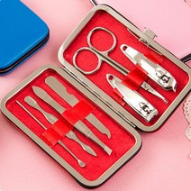 올곧음 휴대용 간편 손톱깎이세트 손톱정리 손발톱 정리 세트 레드 블루 콧털정리 좁집게 귀이게 큐티클정리 7개세트