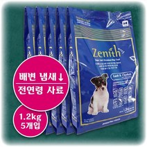 제니스 강아지 전연령 건식 사료 설사 토 안하는 도움 미니 면역력 피부 모질 건강 개선 도움 냄새 안나는 소형견 중형견 대형견 반려 견 동물 입맛 저격 눈물 자국 생길때 원인, 6kg(1.2kg 5개입)