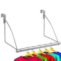 Over The Door 옷장 발렛 - 의류 또는 타월 가정 기숙사 방 보관 정리용 옷 정리 선반 도어 행거 - 4.4cm(1¾인치) 두께의 문에 적합 두꺼운(크롬) 가정 기숙사, Chrome