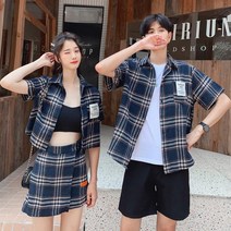 체크 투피스 여름 패밀리 커플룩 시밀러룩 신혼여행 제주도 셔츠