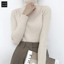 리프 골지 하이넥 소프트 니트 4COLOR