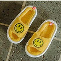 No Brand 가을겨울 일본식 면 슬리퍼 여 러블리 스마일 퍼거 홈웨어 키높이 커플남 슬리퍼