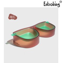 엔트롤링 고양이그릇 고양이경추 보호 애완동물 두 그릇 대용량 쿨링방지오색고양이 식분대, 레드