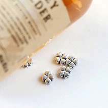 가배리본 5mm 네잎클로버 은 구멍장식 925 SILVER 은재료, 화이트실버
