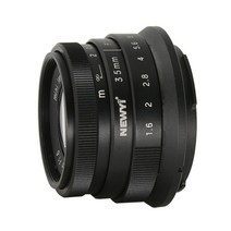 카메라렌즈 Newyi 35mm F1.6 II EOS M M50 M100 M6 소니 A6000 후지 X-T1 X-T20 올림푸스 43 카메라, 01 Black_02 E 마운트