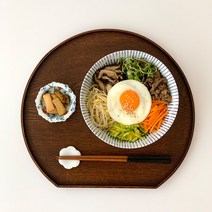 천연 옻칠 우드 반달 트레이 나무 쟁반, 타원트레이