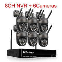 Techage 무선 비디오 보안 카메라 시스템 야외 양방향 오디오 와이파이 IP 카메라 P2P CCTV 감시 NVR 키, 03 8CH NVR 6 Camera C_03 3T