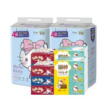 헬로키티 4겹 핑크리본 30롤 2팩 + 톡톡키친타올 2팩 + 팝업골드 2팩, 1세트