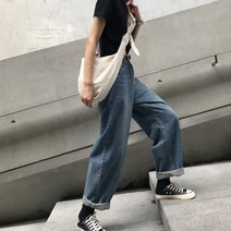 바이스타 여성 빈티지 와이드 bf 일자핏 데님 팬츠