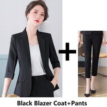 여성정장세트 오피스룩 셋트 결혼식하객패션 봄 셋업 투피스 40대 50대 하프 슬리브 블레이저 정장 스타일 여성 비즈니스 작업복 여름