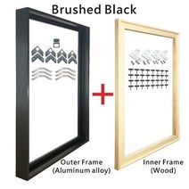 디지털액자 스마트액자 전자액자 8색 대형 DIY 골드 메이트 그림 프레임 40x60 60x80 벽 사진 캔버스 인, 01 Brushed Black_09 50x70cm