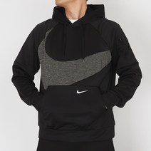 나이키 기모 후드티 Therma FIT 스우시 풀오버 Hoody 차콜 나이키 로고+블랙