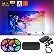 엠비언트라이트 무드등 자동차 차량용 실내등 HDMI 앰비언트 TV PC 백라이트 드림 스크린 USB LED 스트립 조명 박스/알렉사/구글 스마트 동기화 라이트 세트, 47.For 98 to 120 inch - 60leds