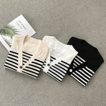 민스타일 루즈핏 7부소매 단가라 가디건