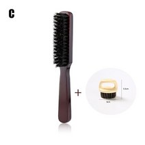 구렛나루 수염 나무 손잡이 멧돼지 강모 청소 브러시 ​​미용 남성 수염 브러시 정전기 방지 이발사 헤어 스타일링 빗 면도 도구, d
