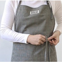 커피전문점 알바생 내추럴 체크 앞치마 홈패션 가사일, 그린
