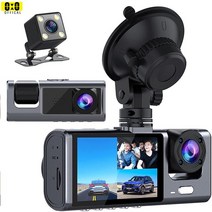 자전거블랙박스 자전거캠 오토바이블랙박스 대시 캠 전면 및 후면 3 카메라 자동차 DVR 블랙 박스 1080P, 01 Black_03 아무도