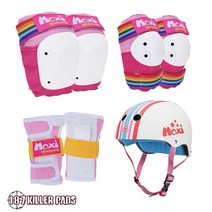경량 자전거 보호대 장비 헬멧 무릎 세트 사이클 하이바 인라인 손목 손바닥 장갑 American 187Killerpads 보호 장비 스케이트보드 롱보드 롤러 스케이트 BMX 익스트림 전문 보호 장비 팔꿈치 및 무릎 패드 세트, 보호구 JR 코드(15-25KG), 187 방어구 MOXI PINK 6점 세트   헬멧