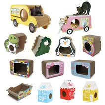 말썽쟁이여름 고양이 캣 숨숨집 도트캣 자동차 공룡 트럭 스크래쳐 하우스 15종, 소풍버스