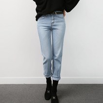 스타일난다 여자 사계절 난스판 세미 배기 청바지 봄 여름 가을 겨울 핏이 예쁜 편한 데님팬츠