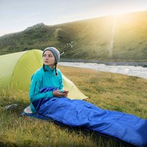 3계절 초경량 침낭 야외 등산 야전 캠핑 차박 기본형 고급형, 기본형 900g, 블루